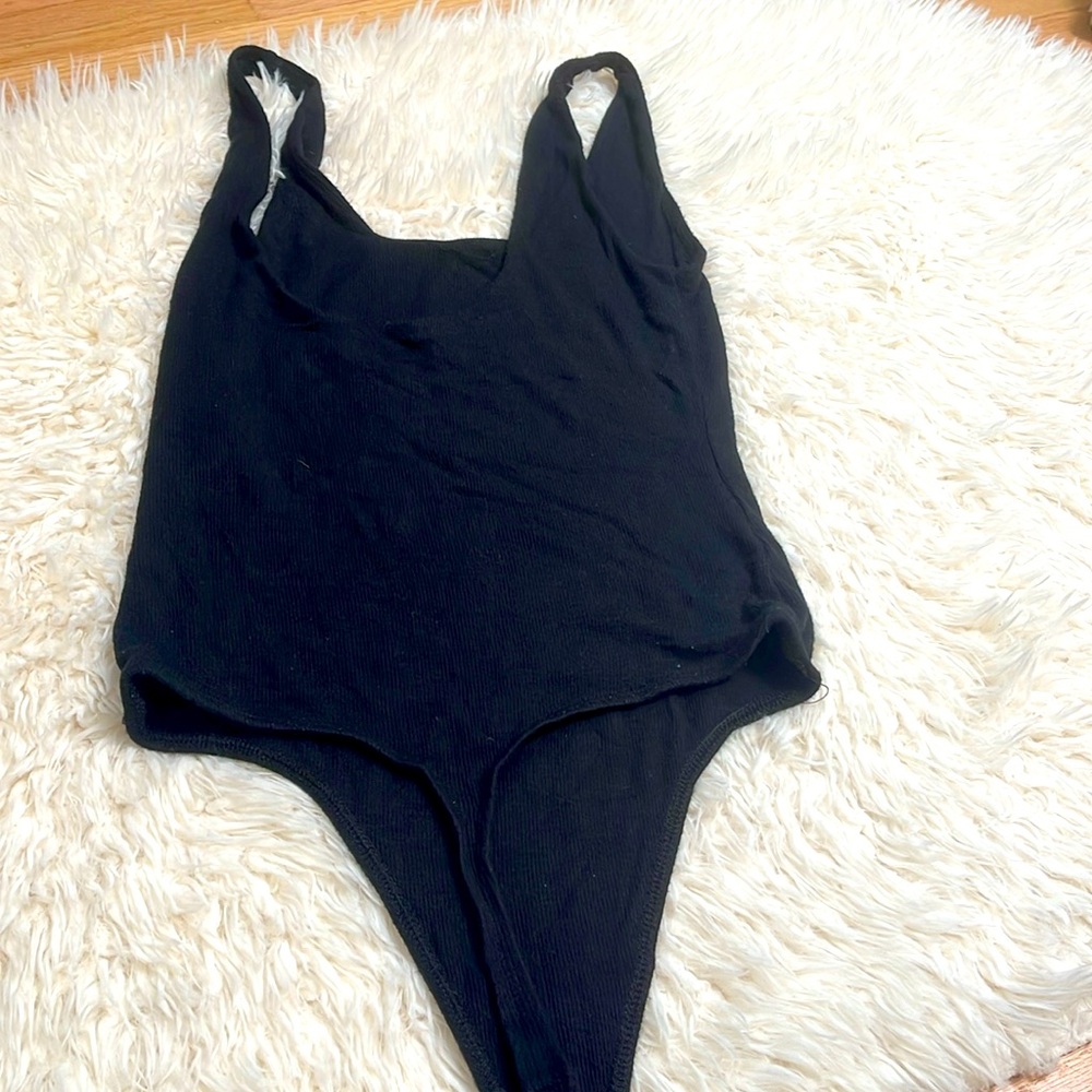 BABATON BODYSUIT WOMEN S BLACK SCULPTED MINIMALIST CLEAN GIRL ESSENTIAL